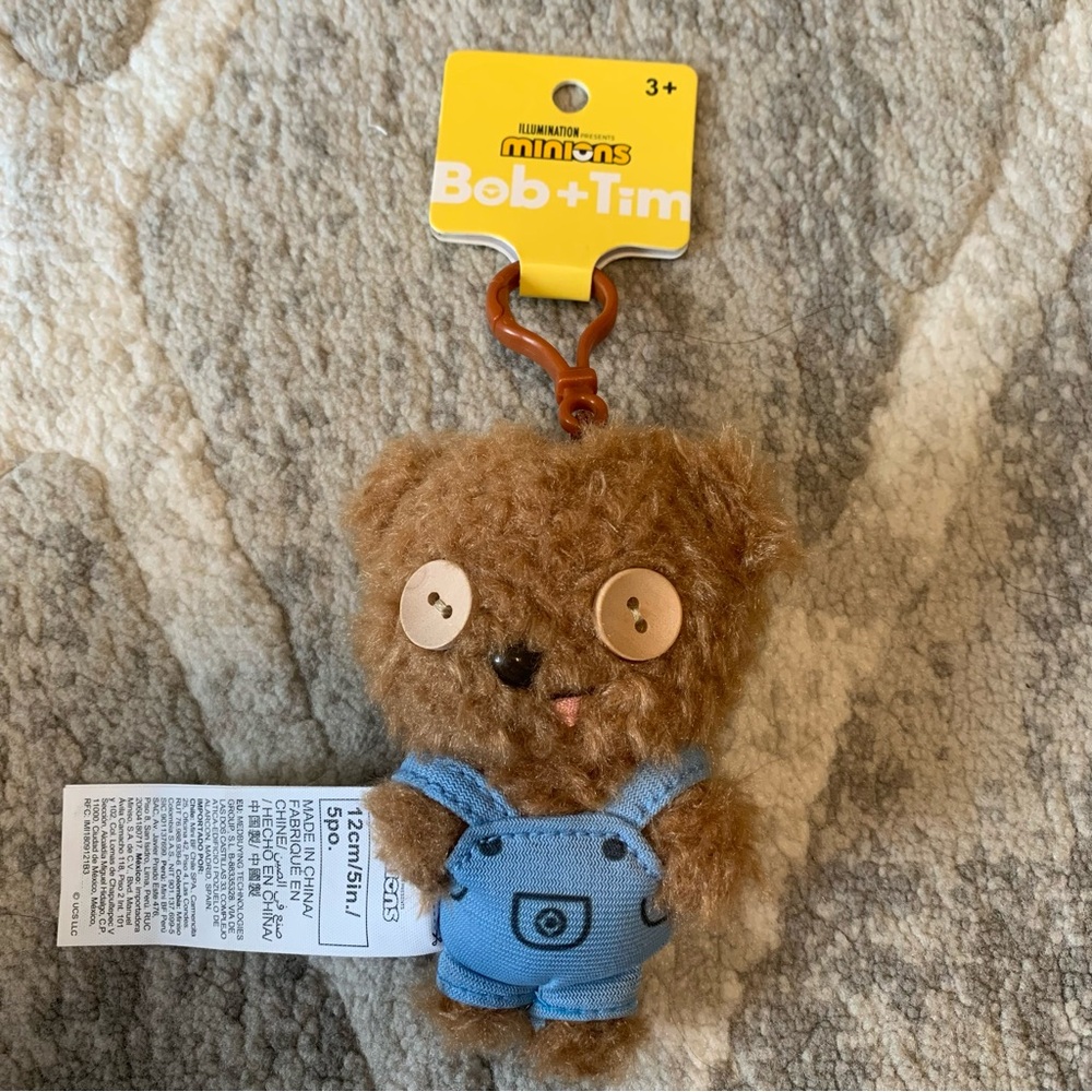 BNWT Miniso 12cm Disney Minion Bob+Tim Collection plush pendant keychain Tim
